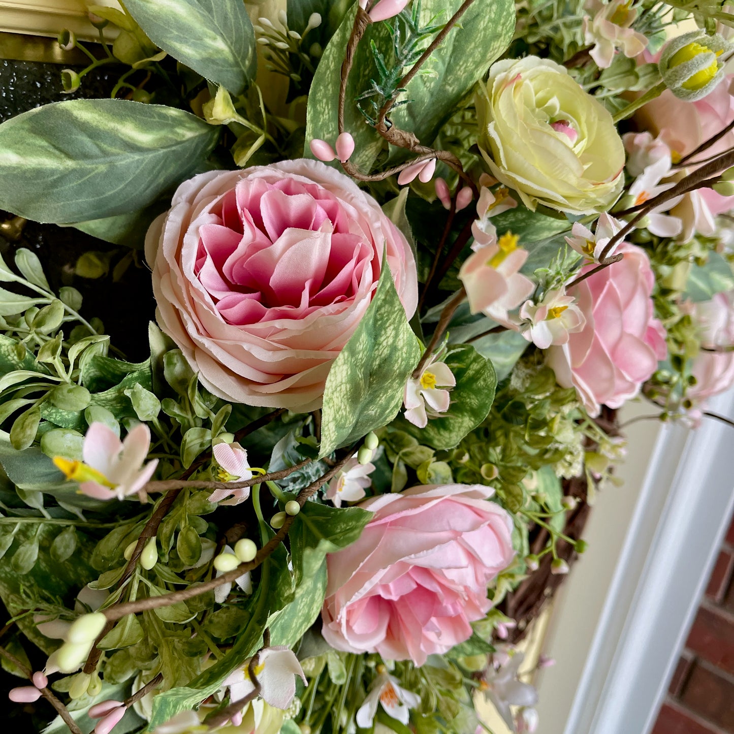 Romantic Pink Rose Grapevine Wreath | Front Door Decor for Spring