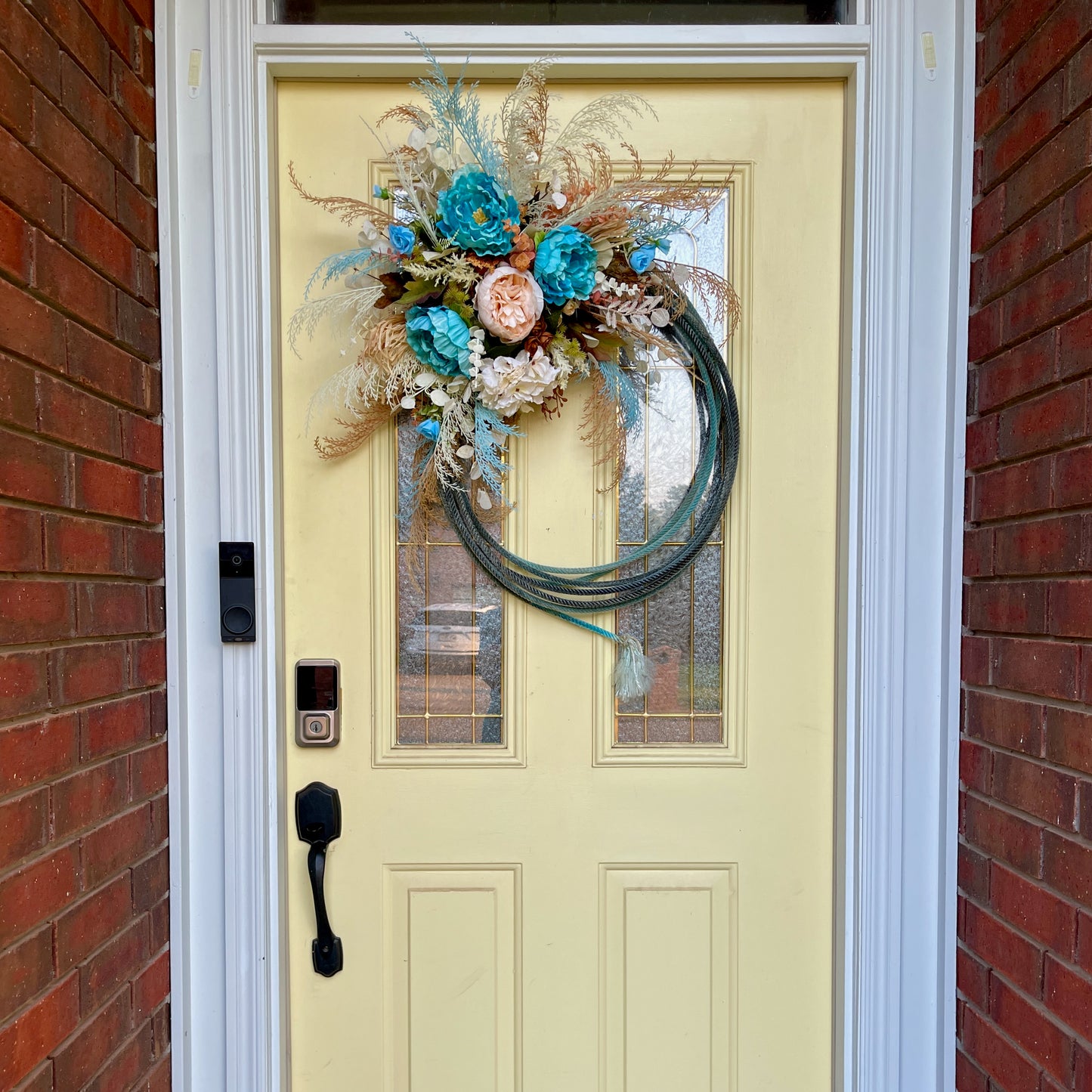 Turquoise Cowgirl Lariat Rope Wreath | Western Front Door & Ranch Home Floral Décor