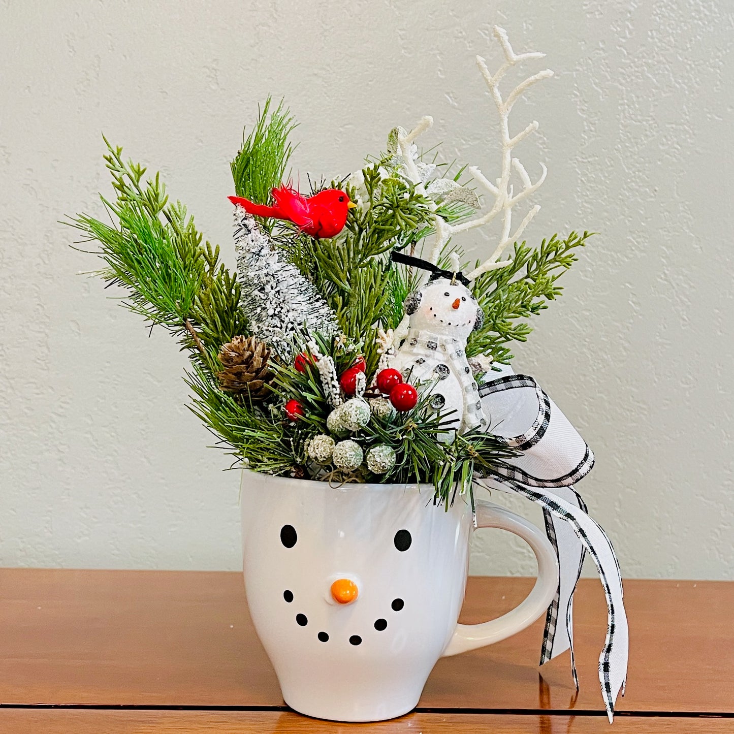 Snowman Peppermint Coffee Mug Arrangement — Teacher & Secret Santa Gift (Reusable Mug)