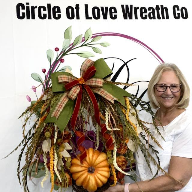 Fall Wreath for Front Door Thanksgiving or Office Decorations Autumn Florals with Designer Bow Handmade Home Decor with Autumn Pumpkins