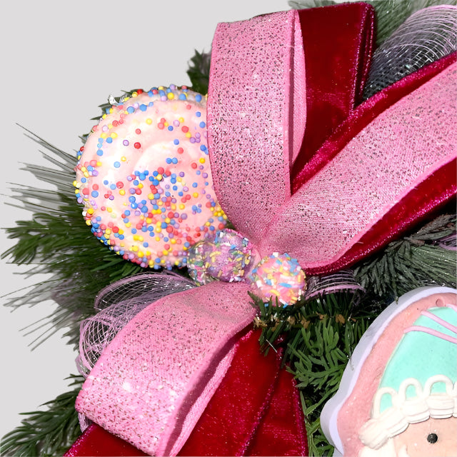 Santa Wreath for Front Door December Birthday Decor Holiday Candy Christmas Decoration Gift for her Sweet Decorations for December Party