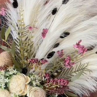 Boho Wreath for Front Door. Wall Art Decorations with Pampas Grass, Black Basket, Neutral Decor, Minimalist Boho Home Wall Decorations