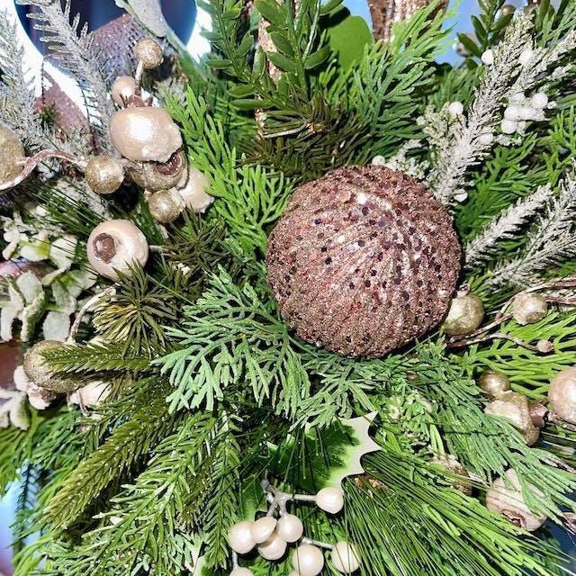 Deer Candle Stick Centerpiece Elegant Christmas Décor with Pink Poinsettia for Entry Way or Tabletop Arrangement Holiday Decorations