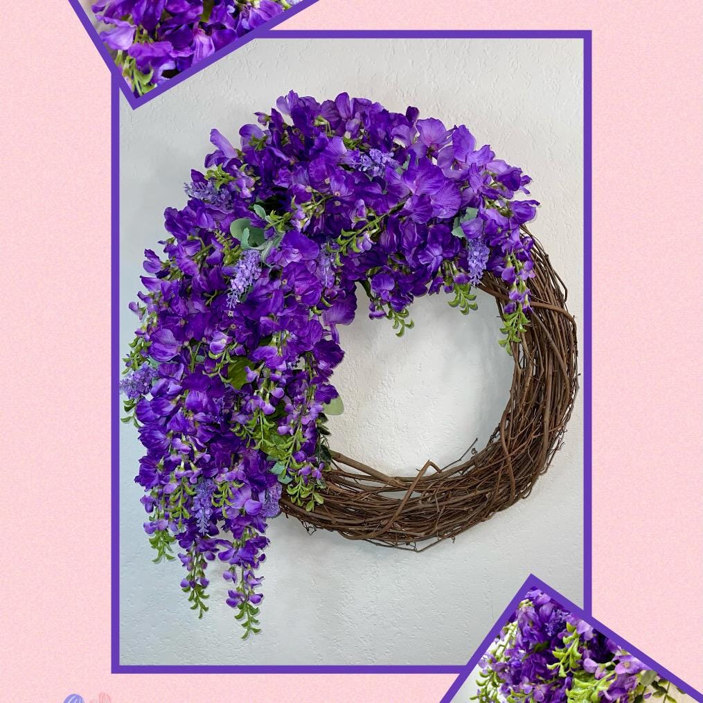 Purple Wreath for Front Door Fall Home Decor Wall Art Decorations Front Porch Ideas Office Gifts for her Office Decor to Welcome Guests