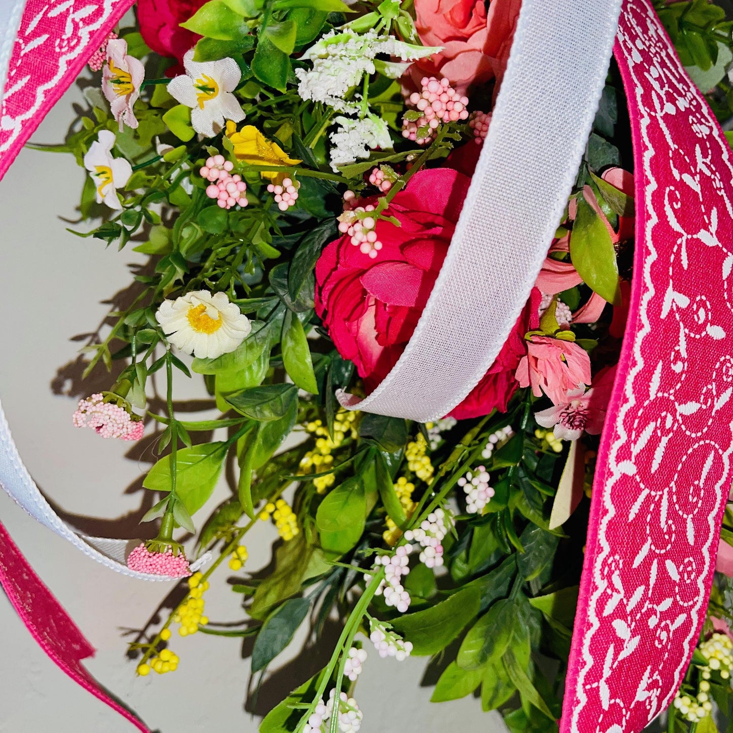 Spring Bunny Rabbit Wreath Everyday Floral Wreath Home Decor Spring Decor Outdoor Indoor Summer