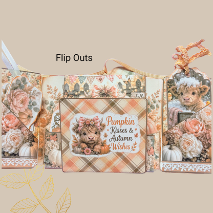 Baby Highland Cow Cozy Autumn Collection 3D Card Folio Printable Kit | Fall Junk Journal & Paper Craft PDF
