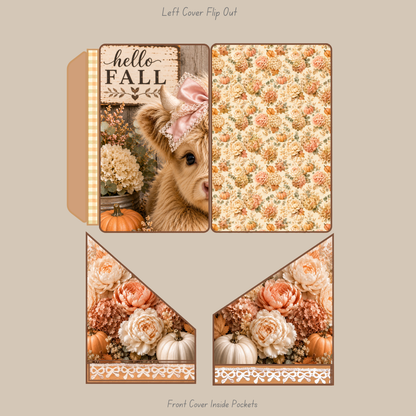 Baby Highland Cow Cozy Autumn Collection 3D Card Folio Printable Kit | Fall Junk Journal & Paper Craft PDF