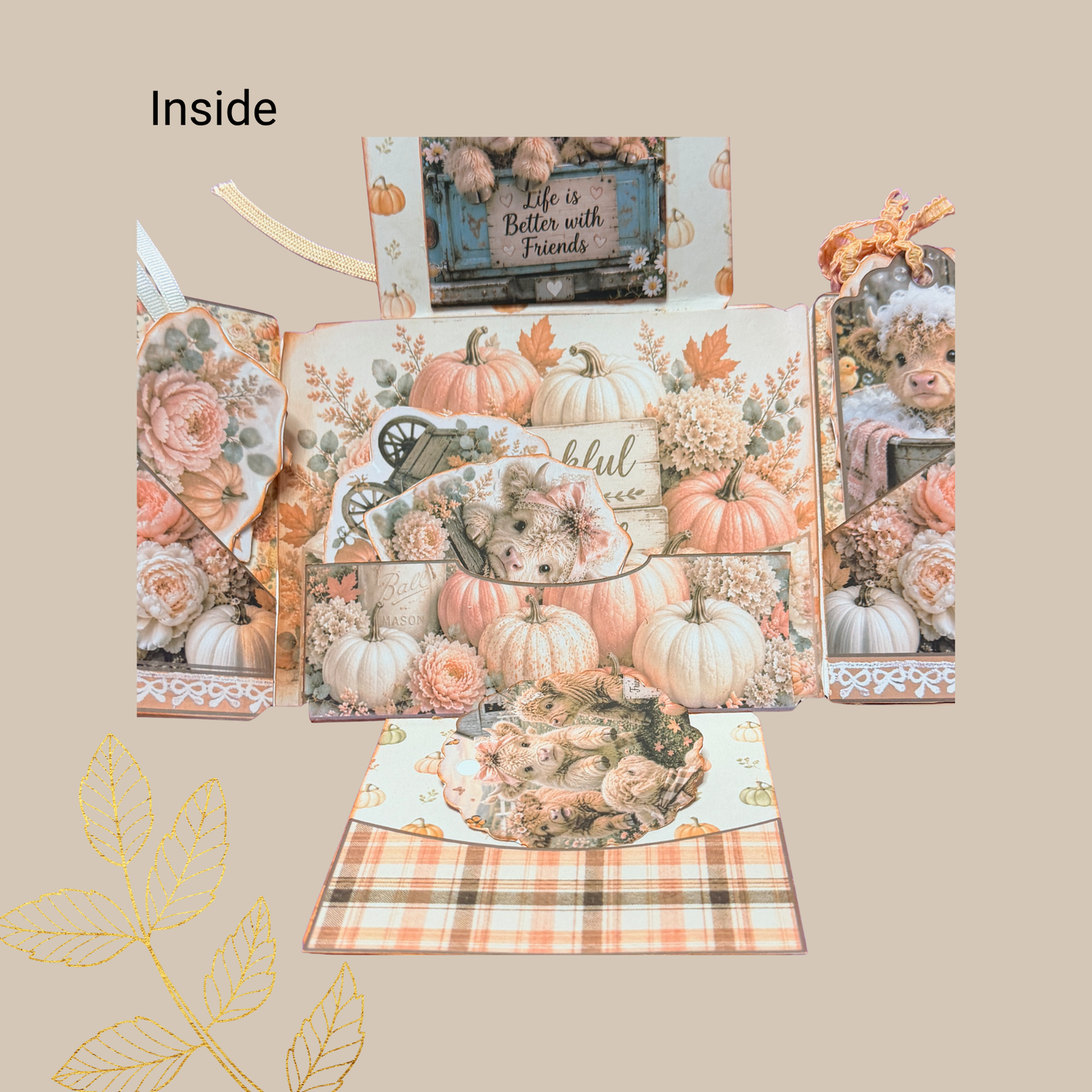 Baby Highland Cow Cozy Autumn Collection 3D Card Folio Printable Kit | Fall Junk Journal & Paper Craft PDF