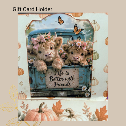 Baby Highland Cow Cozy Autumn Collection 3D Card Folio Printable Kit | Fall Junk Journal & Paper Craft PDF