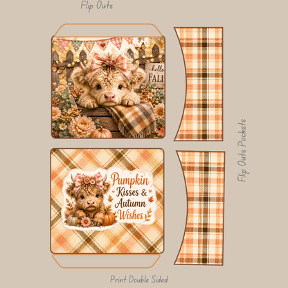 Baby Highland Cow Cozy Autumn Collection 3D Card Folio Printable Kit | Fall Junk Journal & Paper Craft PDF