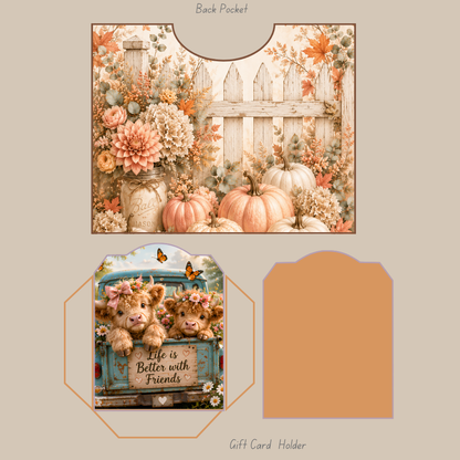 Baby Highland Cow Cozy Autumn Collection 3D Card Folio Printable Kit | Fall Junk Journal & Paper Craft PDF