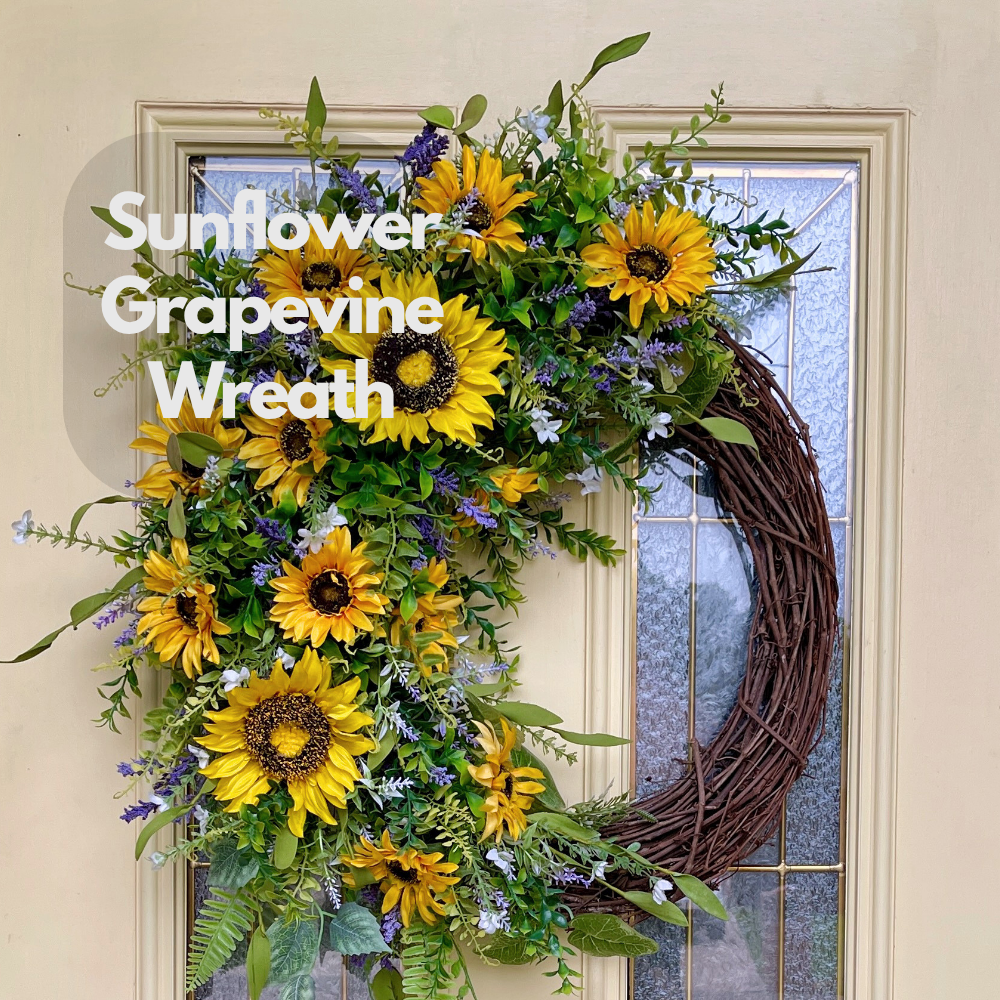 Sunflower Grapevine Wreath | Rustic Summer & Fall Door Decor