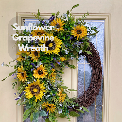 Sunflower Grapevine Wreath | Rustic Summer & Fall Door Decor