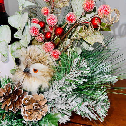 Holiday Wine Bottle Arrangement with Owl – Rustic Christmas Gift for Teachers, Coworkers & Friends (Copy)