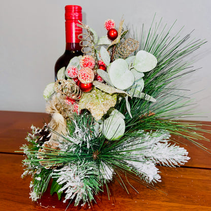 Holiday Wine Bottle Arrangement with Owl – Rustic Christmas Gift for Teachers, Coworkers & Friends (Copy)