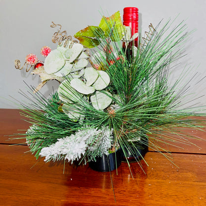 Holiday Wine Bottle Arrangement with Owl – Rustic Christmas Gift for Teachers, Coworkers & Friends (Copy)