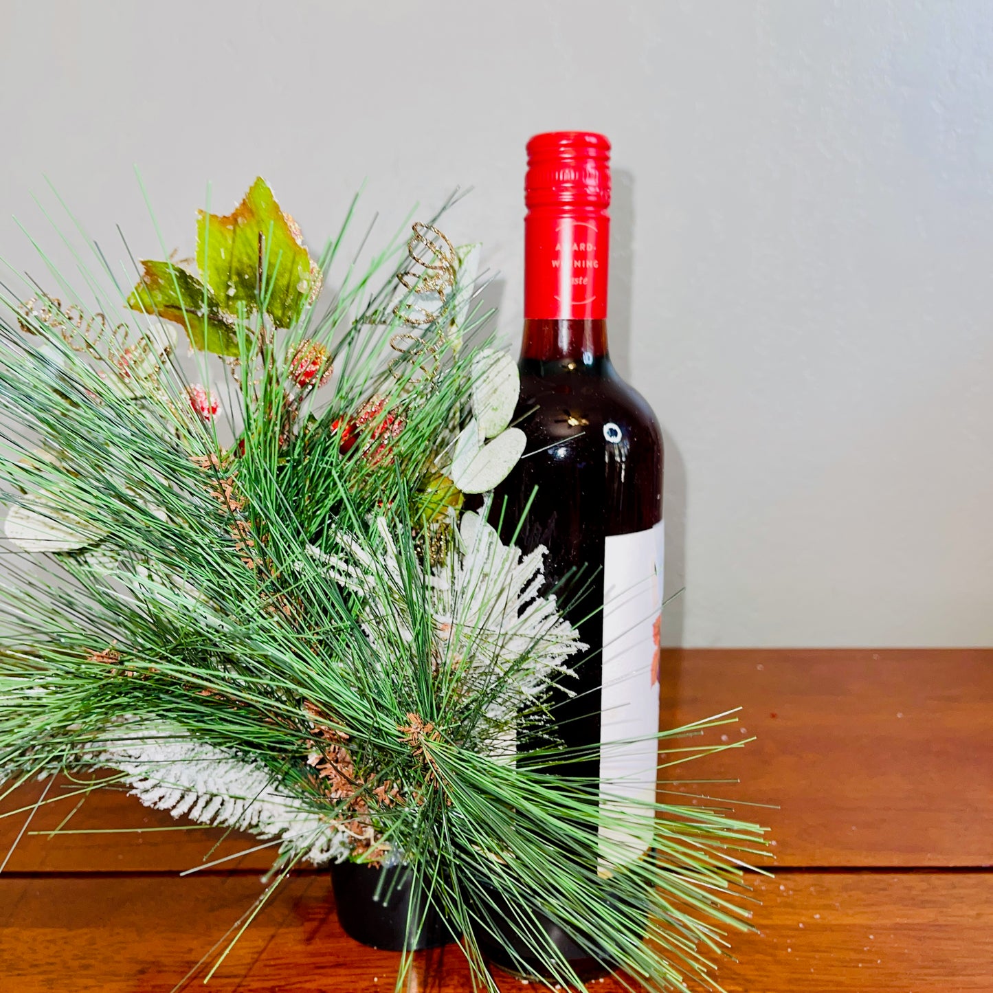 Holiday Wine Bottle Arrangement with Owl – Rustic Christmas Gift for Teachers, Coworkers & Friends (Copy)