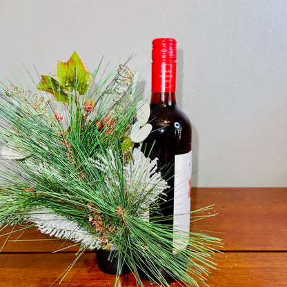 Holiday Wine Bottle Arrangement with Owl – Rustic Christmas Gift for Teachers, Coworkers & Friends (Copy)