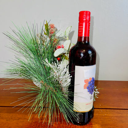 Holiday Wine Bottle Arrangement with Owl – Rustic Christmas Gift for Teachers, Coworkers & Friends (Copy)