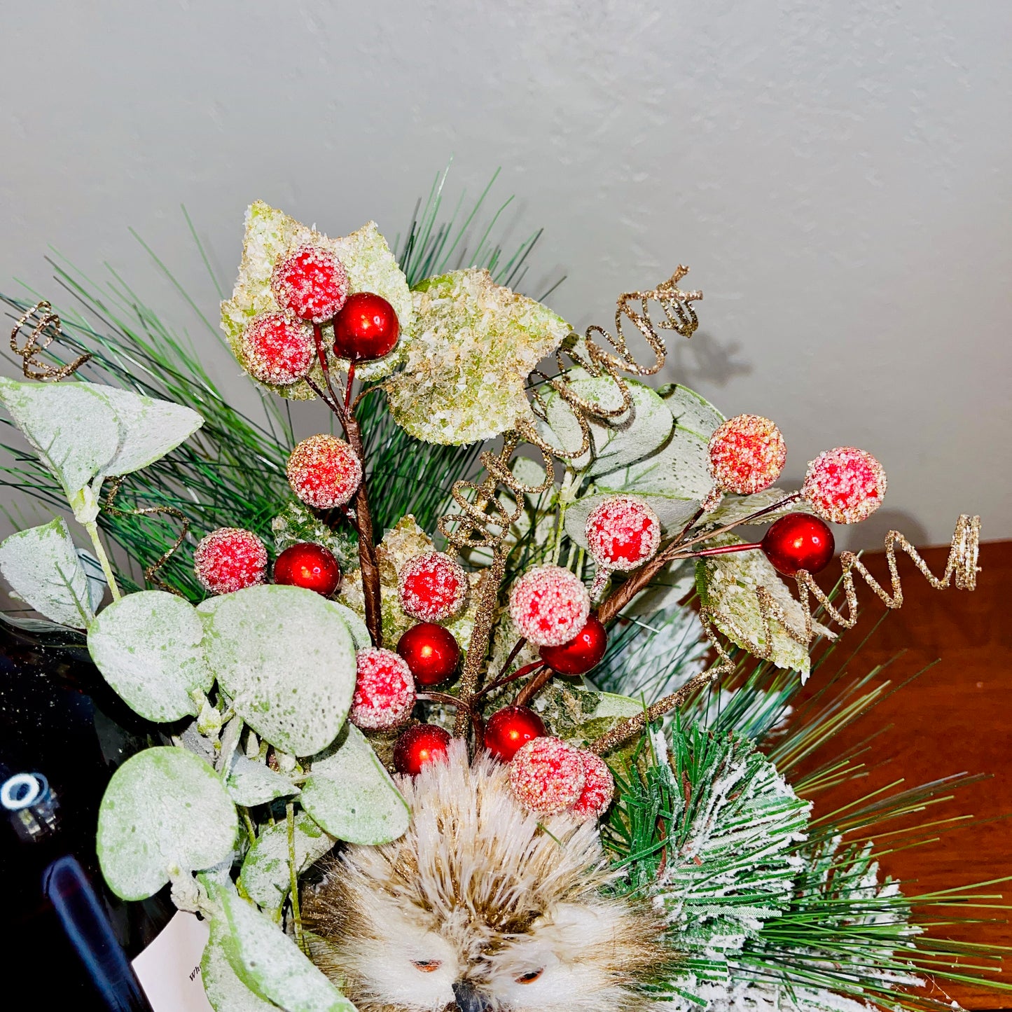 Holiday Wine Bottle Arrangement with Owl – Rustic Christmas Gift for Teachers, Coworkers & Friends (Copy)