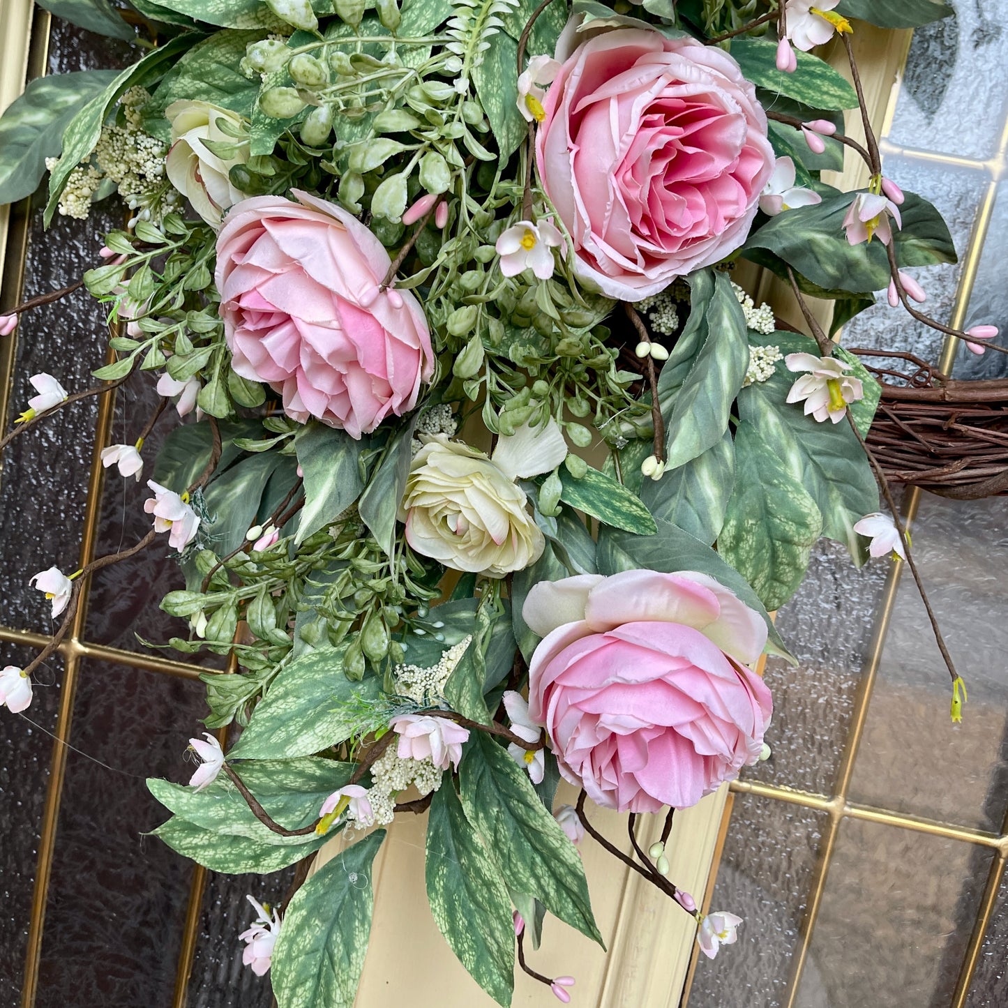 Romantic Pink Rose Grapevine Wreath | Front Door Decor for Spring
