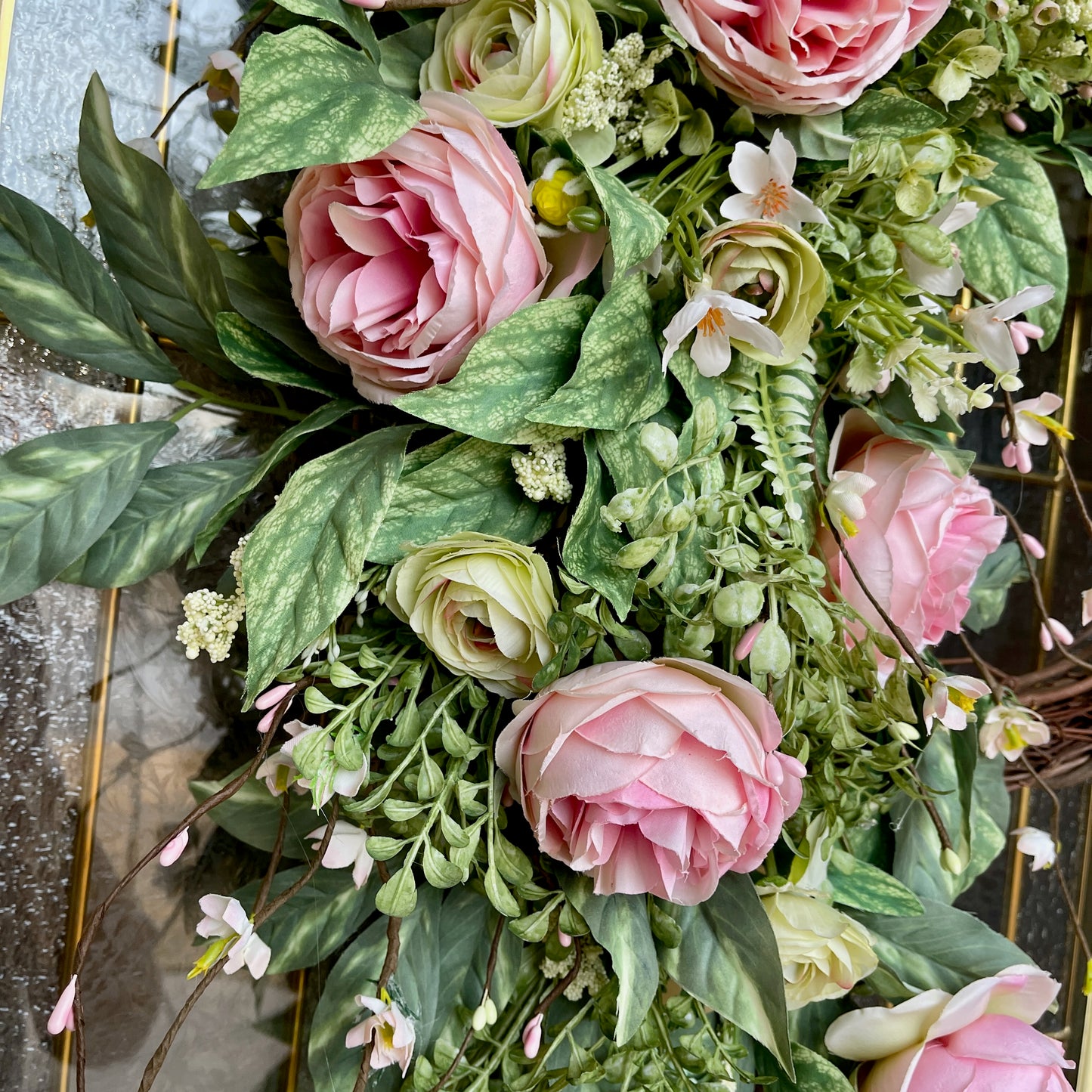 Romantic Pink Rose Grapevine Wreath | Front Door Decor for Spring