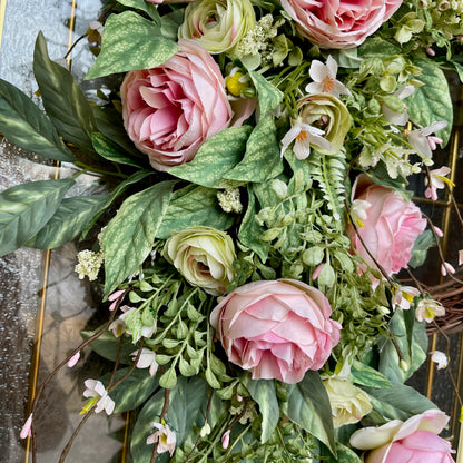 Romantic Pink Rose Grapevine Wreath | Front Door Decor for Spring