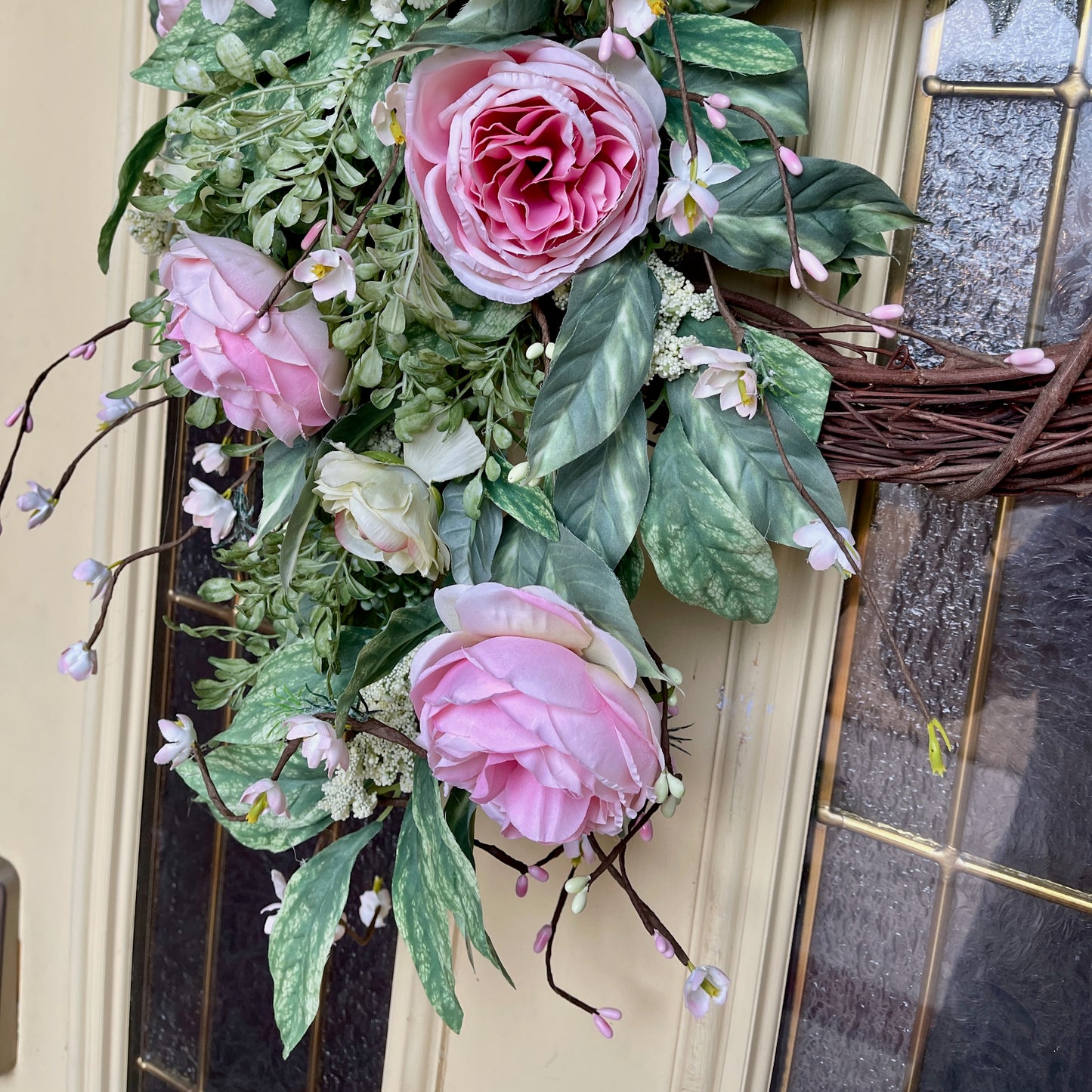 Romantic Pink Rose Grapevine Wreath | Front Door Decor for Spring