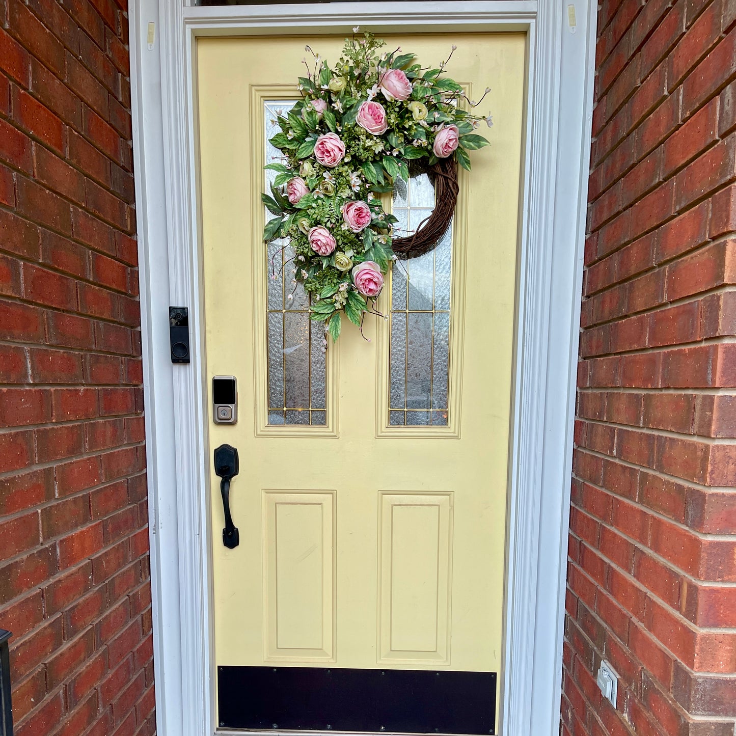 Romantic Pink Rose Grapevine Wreath | Front Door Decor for Spring