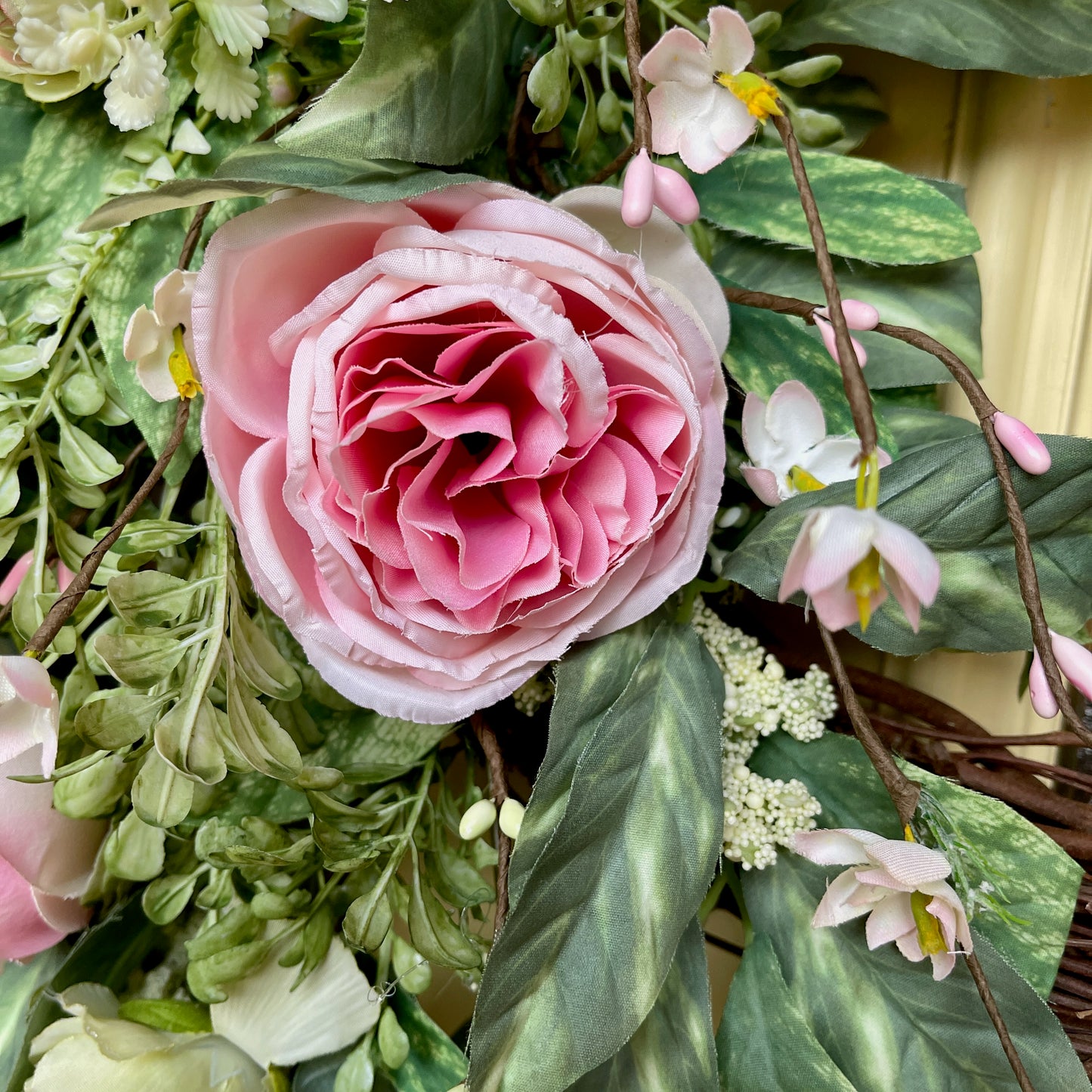 Romantic Pink Rose Grapevine Wreath | Front Door Decor for Spring