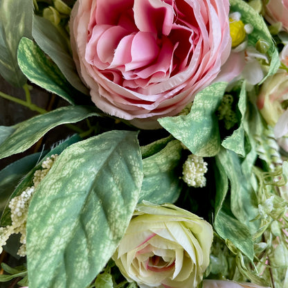 Romantic Pink Rose Grapevine Wreath | Front Door Decor for Spring