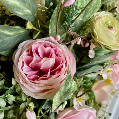 Romantic Pink Rose Grapevine Wreath | Front Door Decor for Spring