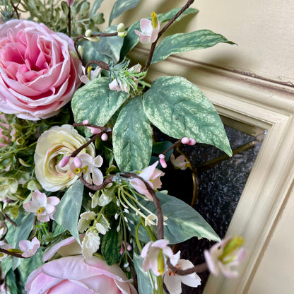 Romantic Pink Rose Grapevine Wreath | Front Door Decor for Spring