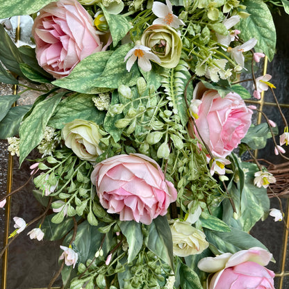 Romantic Pink Rose Grapevine Wreath | Front Door Decor for Spring