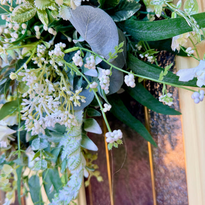 Ivory Peony & Greenery Grapevine Wreath – Elegant Neutral Spring Front Door Decor