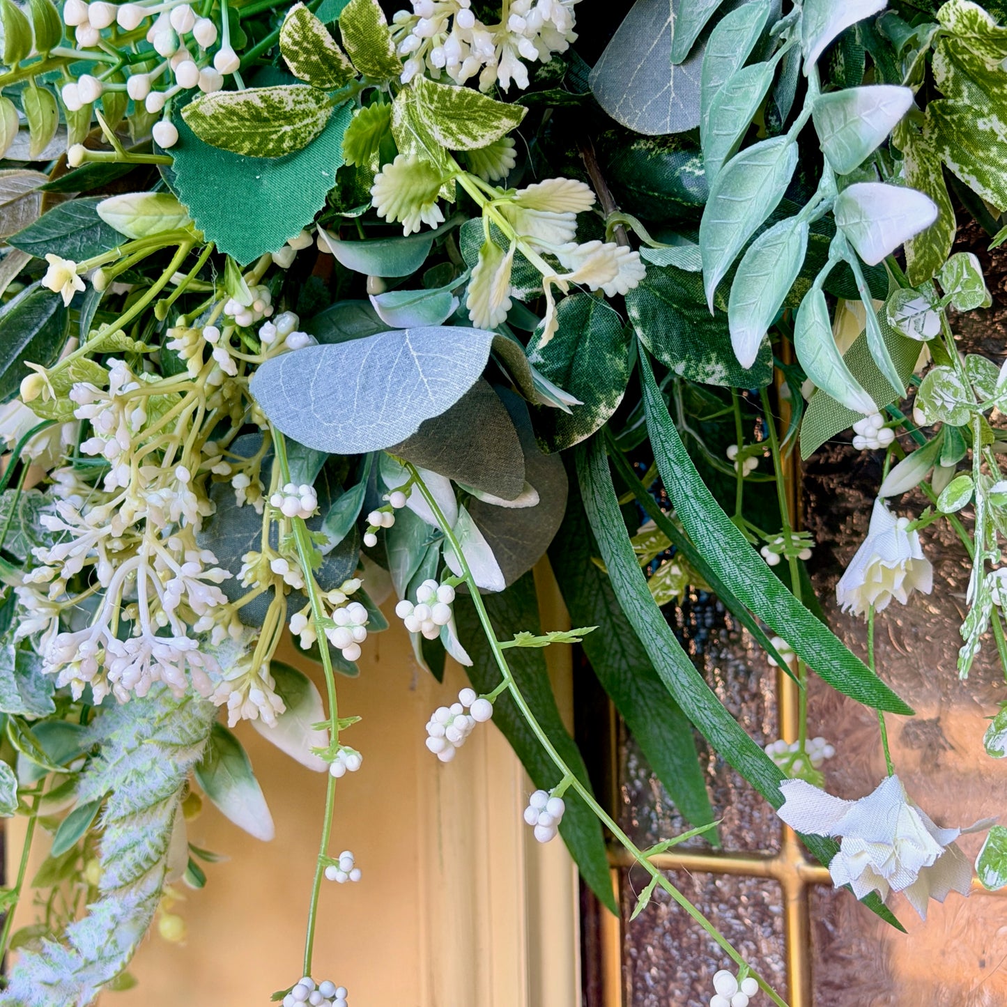 Ivory Peony & Greenery Grapevine Wreath – Elegant Neutral Spring Front Door Decor