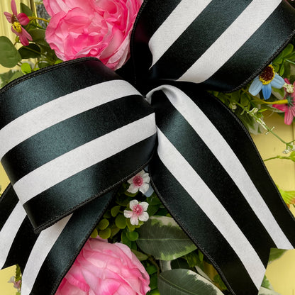 Grapevine Wreath with Pink Roses & Wildflowers