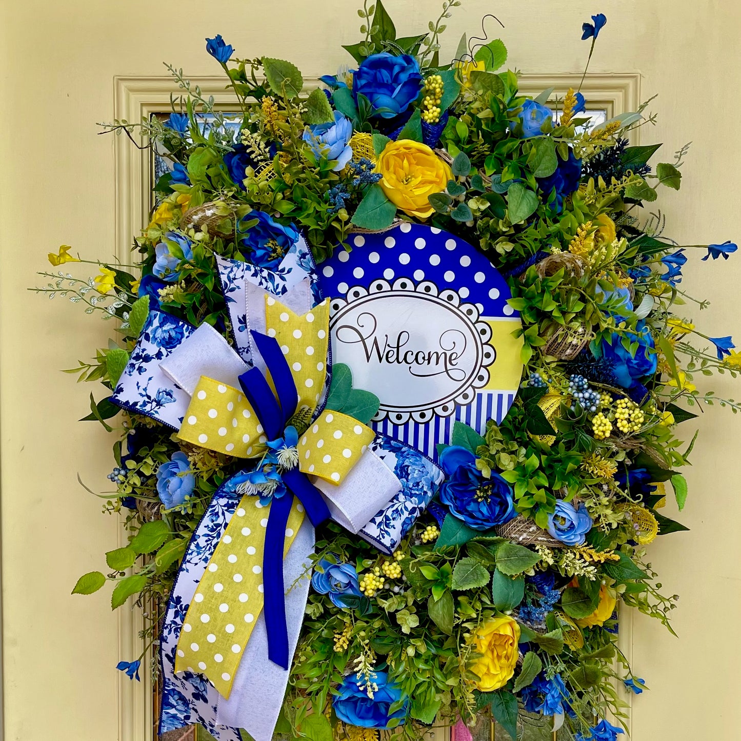 Summer Welcome Deco Mesh Wreath for Front Door
