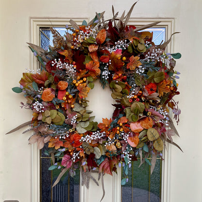 Fall Wreath for Front Door | Rustic Autumn Grapevine Wreath with Berries | Thanksgiving Door Decor | Autumn Decorations