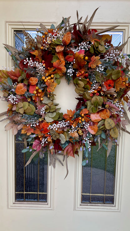 Fall Wreath for Front Door | Rustic Autumn Grapevine Wreath with Berries | Thanksgiving Door Decor | Autumn Decorations