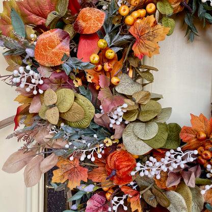 Fall Wreath for Front Door | Rustic Autumn Grapevine Wreath with Berries | Thanksgiving Door Decor | Autumn Decorations