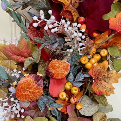 Fall Wreath for Front Door | Rustic Autumn Grapevine Wreath with Berries | Thanksgiving Door Decor | Autumn Decorations