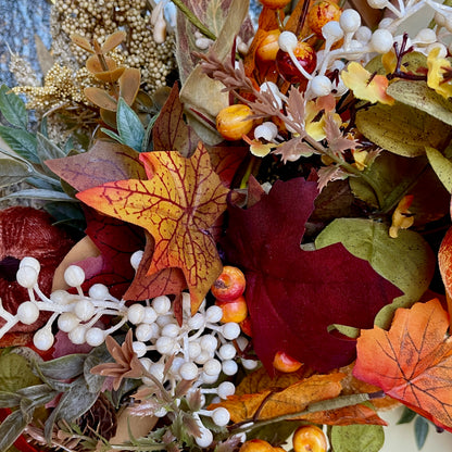 Fall Wreath for Front Door | Rustic Autumn Grapevine Wreath with Berries | Thanksgiving Door Decor | Autumn Decorations