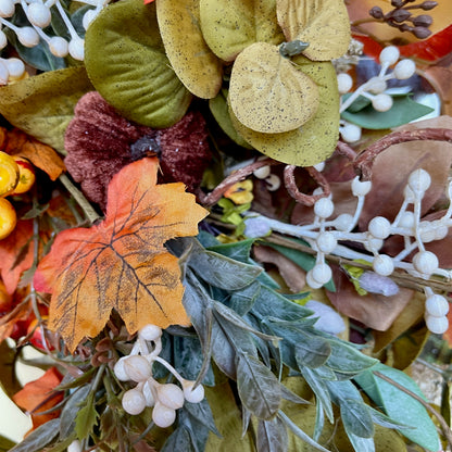 Fall Wreath for Front Door | Rustic Autumn Grapevine Wreath with Berries | Thanksgiving Door Decor | Autumn Decorations