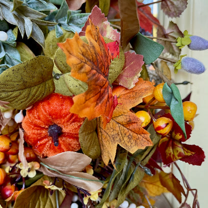 Fall Wreath for Front Door | Rustic Autumn Grapevine Wreath with Berries | Thanksgiving Door Decor | Autumn Decorations