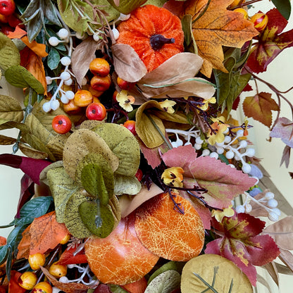 Fall Wreath for Front Door | Rustic Autumn Grapevine Wreath with Berries | Thanksgiving Door Decor | Autumn Decorations