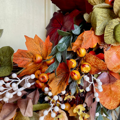 Fall Wreath for Front Door | Rustic Autumn Grapevine Wreath with Berries | Thanksgiving Door Decor | Autumn Decorations