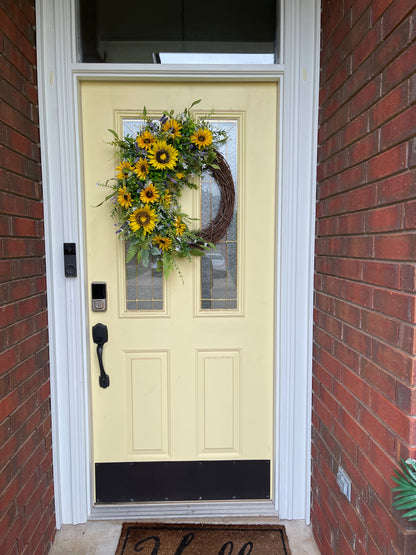 Sunflower Grapevine Wreath | Rustic Summer & Fall Door Decor