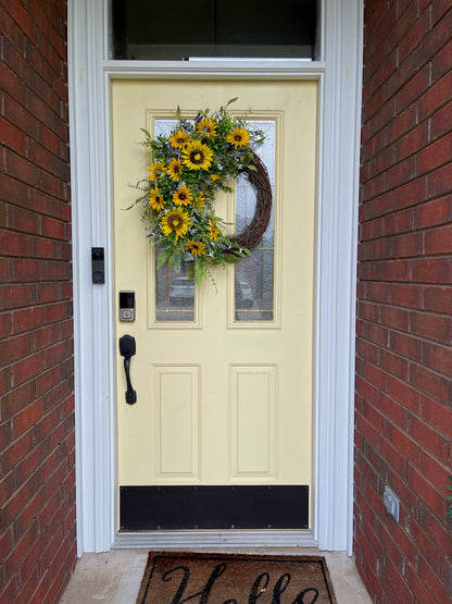 Sunflower Grapevine Wreath | Rustic Summer & Fall Door Decor