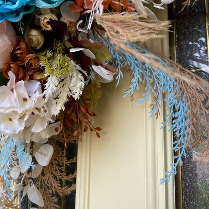 Turquoise Cowgirl Lariat Rope Wreath | Western Front Door & Ranch Home Floral Décor